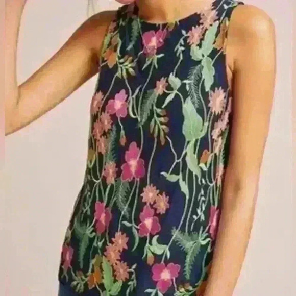 NWT Anthropologie Cartegenia Embroidered Stretchy tank Item# 9F - Picture 1 of 6